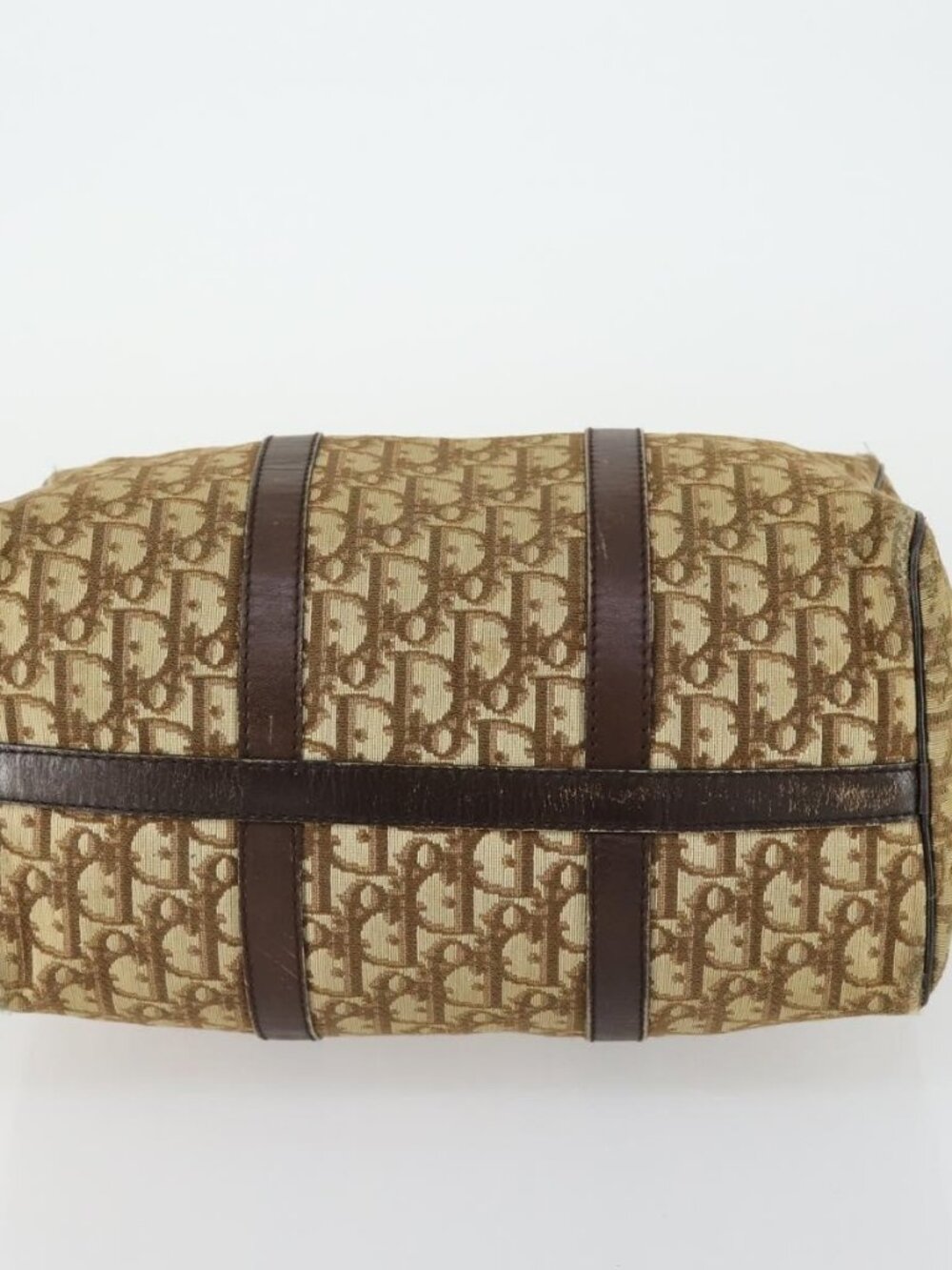 Christian Dior Trotter Canvas Boston Bag Beige Gold Auth 154736 - Picture 6 of 16